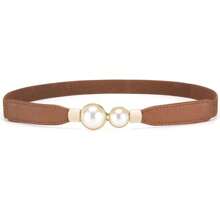1pc Women Pearl Decor Elastic Waist Belt, Versatile For Sweaters, Jackets, Dresses