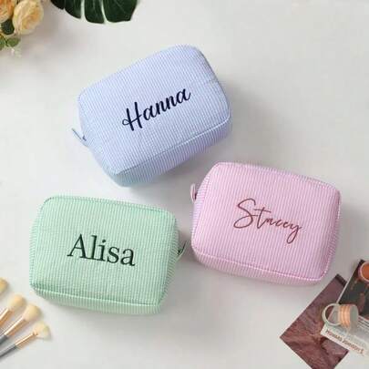 Custom Children's Bag, Custom Embroidered Clutch, Personalized Embroidered Cosmetic Bag, Bridesmaid Gift, Bridal Party Gift, Cosmetics Organization Bag, Wedding Party Gift, Ladies Toiletry And Cosmetic Organizer, Multi-Functional, Ornamental, Letter, Stylish, Modern, Colorful, Cute, Adorable, Casual, Custom, Personalised, Unique, Customized, Ideal Gifts For Him, Ideal Gifts For Her, Easy Comfort, Birthday Gift, Christmas Gift, Forever Love, Mother's Day Gift