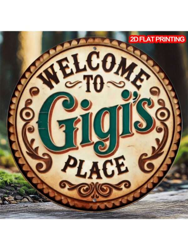 1pc Vintage Style "Welcome" Wall Art Sign, 8x8 Inch Round Decor For Home, Kitchen, Cafe, Bar, And Garden - Unique Gift For Gardening And Coffee Lovers, Random Holes On Sides Gifts Birthday Graduation