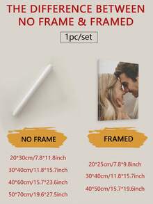 1 pieza Impresión de arte fotográfico personalizada enmarcada, marco de madera material de lienzo - Perfecto para sala de estar, dormitorio, oficina - [Favorito del cliente] Crea tu espacio exclusivo con decoración del hogar única, regalo de cumpleaños y graduación, altamente decorativo, personalizado, regalo ideal para novio, novia - Multicolor - Ver 2
