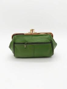 Women's Mini Genuine Leather Coin Purse, Metal Buckle Short Key Wallet, Sheepskin Card Holder, ID Case, Money Clip Pouch, Mother's Day Gift, Lightweight & Fashionable, Anniversary/Birthday Gift, Business Casual For Men & Women - Green - View 2