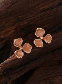 Cring Coco 1 conjunto de 3 peças de joias vintage boêmias minimalistas elegantes casuais cáqui com gotas de óleo esmaltadas em liga de zinco, conjunto de joias para decoração de flores, adequado para uso diário feminino, festas, encontros, presente de dia das mães