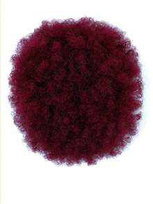 1 pieza de extensión de cola de caballo afro rizada corta con cordón de cabello humano afro rizado para uso diario de mujeres. - S99JC - Ver 3