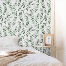 1 Roll 45cm Green Leaf Peelable & Stick Wallpaper, Bohemian Removable Vinyl Contact Paper, Modern Neutral Self-Adhesive Wall Paper, Suitable For Cabinet, Bedroom Decor, Renovation Stickers Peel Wall Panels, Wall Paper, Wallpapers, Spring Decoration Items Refresh Your Home, Festival Decoration Stickers Gifts Birthday Graduation