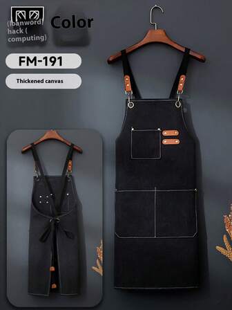 1pc Handmade Gardening Apron, Waterproof Coffee Salon Work Apron, Kitchen Apron, Men's Kitchen Apron, Canvas Gardening Apron With Multipurpose Pockets, Extra Long Ties, Durable For Kitchen, Coffee Shop, Salon, Woodworking, BBQ, Welding