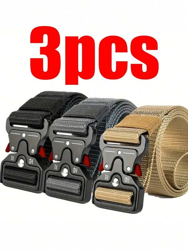 Set de 3/1 pieza Cinturón táctico deportivo exterior, Cinta de nailon multifuncional con hebilla de liberación rápida duradera, Accesorios de equipo para senderismo y camping, Accesorios deportivos, Regalos para hombres de verano, Escuela