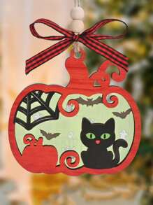 1 peça/3 peças 3,5*3 polegadas acrílico + madeira dupla camada enfeite de Halloween, design criativo em forma de abóbora de gatos, presentes de Halloween, decoração de casa com atmosfera de Halloween, decorações góticas de Natal estranhas, presentes de bruxa
