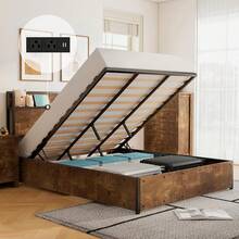 Full/Queen/King Size Lift Up Storage Bed Frame With Storage Headboard ...