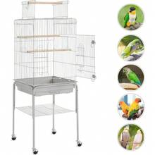 Local Delivery-- Play Open Top Parrot Bird Cages For Sun Parakeet Cockatiel Green Cheek Conure Lovebird W/Detachable Rolling Stand, White - Light Gray - View 4