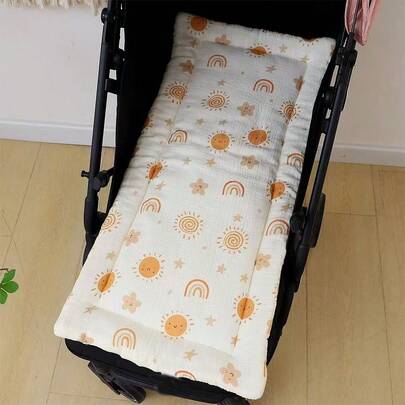 1 tấm lót xe đẩy em bé, đệm mềm mại, thảm cotton chống trượt, nệm nôi, dùng được cả bốn mùa, có thể đảo mặt.
