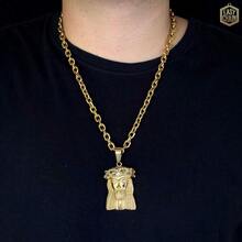 Old Coin Chain | Influencer Model With Differentiated Pendants - Candado colgante de Jesucristo - Ver 2