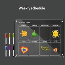 Pizarra blanca de borrado en seco magnética de acrílico transparente, apta para refrigeradores, planificador mensual para adultos, viene con marcador fluorescente, organizador de planificación de pared y menú