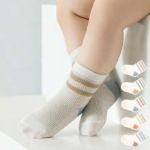 5 Pairs Mixed Short Socks For Babies, Spring & Summer, Newborn Anti-Odor Thin Breathable Mesh Ankle Socks