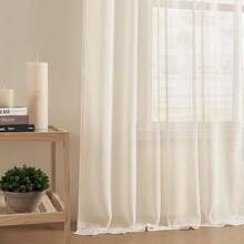 Sheer Curtains 84 Inches Long, White Curtains Living Room 2 Panels Set, Linen Curtains Window Privacy With Filtering (W52 X L84 Inch, Linen), Home Decor - 薄亞麻布 - 查看 6