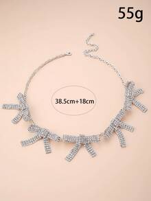 1 件新款蝴蝶结水钻装饰颈链，适合女士，欧美独特设计，时尚个性化颈链