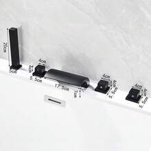 YUNRUX 5-Hole Bathtub Rim Faucet Waterfall Bathtub Faucets Shower Set Single-Lever Mixer - A - 查看 10