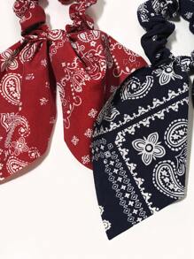 2 Peças/Conjunto Scrunchie e Elástico de Cabelo com Estilo Boêmio Estampa de Paisley, Elástico de Cabelo, Acessórios de Cabelo, Porta-rabos de Cavalo, Elásticos de Cabelo, Faixas de Borracha para Cabelo