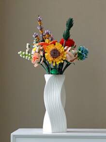 1 pieza Jarrón de flores de plástico, jarrón de unicolor, jarrón de flores, jarrón floral resistente, soporte de flores de forma creativa, maceta de gran capacidad, soporte de flores multifuncional, maceta, reutilizable, duradero, adecuado para sala de estar, dormitorio, cocina, baño, exterior, fiesta, oficina, conferencia, decoración con flores secas y artificiales (tulipanes, rosas, suculentas, lirios, etc.)