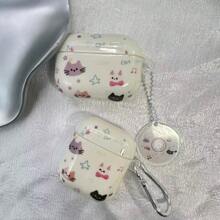 Compatible With AirPods Pro Earphone Protective Case, Graffiti Star & Cat Design Earphone Cover For Apple AirPods 1/2, With Pendant, Suitable For AirPods 3 Bluetooth Earphone, Women