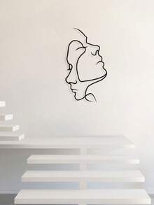 1 Peça Arte de Parede Linha Facial Abstrata, Desenho de Linha Reta Arte de Parede de Metal, Arte de Parede de Metal Moderna Bonita Farmhouse Preta para Pendurar em Qualquer Parede da Sala de Decoração, 2 Tamanhos Disponíveis