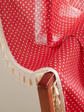 1 片纯色波尔卡圆点几何遮光窗帘，波西米亚风格矩形流苏遮光窗帘，适用于客厅、卧室、厨房、餐厅、酒店、咖啡厅、节日装饰、四季家居使用