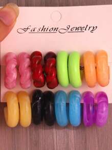 Pendientes tipo aro espiral de colores de dulce - Joyas de moda con tonos de macaron