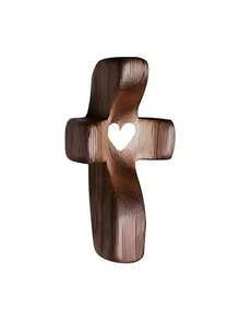 10 Pieces/1 Customized Wooden Heart Cross With Name Or Text, Encouraging Gift Small Wooden Cross, Hand-Held Pocket Cross, Fingertip Pressure Relief Religious Gift For Prayer Church Gift Easter Gift, God With You,Encouraging Gift,Multi-Functional, Ornamental,Reusable,Exquisite,Stylish,High-Quality,Colorful,Modern,Custom,Personalized,Unique,Customized Festival Party Supplies