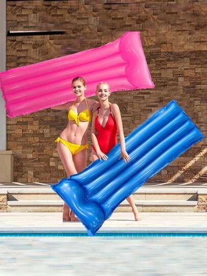 1件成人充气纯色漂浮躺椅，PVC材质漂浮床，可折叠充气床