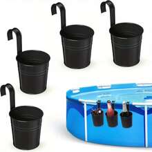 2/4pcs Pool Side Cup Holder, Pool Edge Storage Rack, Pool Beer Cup Holder, Iron Cup Holder, Swimming Pool Drink Holder, Storage Container Basket