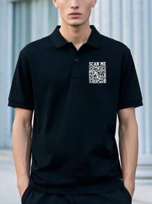 Customized Personalized Men's Polo Shirts. You Can Add Text On Both The Front And Back. Creative And Interesting Code, "SCAN HERE", Custom T-Shirts.