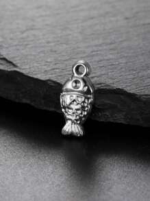 1 pieza Colgante con forma de pez pequeño 3D de acero inoxidable para pulsera, collar, manualidades