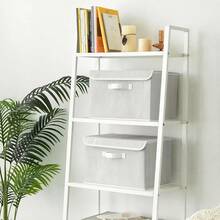 Fabric Storage Boxes, Keepsake Box, Large Storage Bins With Lids, Closet Organizers,, Storage Baskets - White/Black - View 3