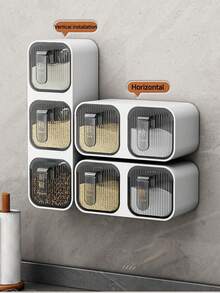 1pc Wall-Mounted Hole-Free Flavouring Box, Multi-Layer Grid Kitchen Flavouring Box, Drawer Flavouring Box