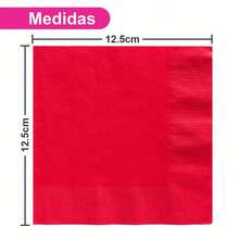 Party Is On set de 50 servilletas doble hoja 25x25 cm color rojo para fiestas mesa decoración cumpleaños presentación práctica repostería absorción resistente elegante eventos - Rojo - Ver 3