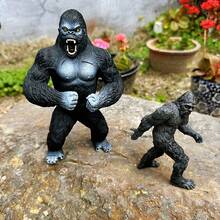 Modelos de dinossauros grandes, Tiranossauro Rex de 33 cm e Mosassauro de 38 cm com mandíbula móvel, figura de gorila King Kong Battle Roar de 19 cm, mascote dragão chinês Loong de 25 cm, conjunto de 8 dinossauros fofos - bonecos de ação de dinossauro realistas pintados à mão - Multicolorido - Ver 8