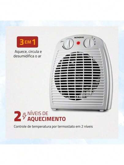 Aquecedor Elétrico com Termoventilação de Ambientes Portátil Doméstico Residencial Mondial