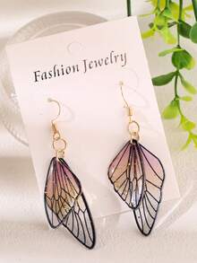 1 Pair Of Butterfly Wing Earrings Senior Sense Personalized Design Cicada Wing Earrings Retro Earrings For Women Daily Wear