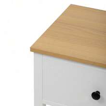 Retro Console Table With Drawers And Open Shelves, Narrow Wooden Console Table In Vintage Design For Hallway, Entrance Area And Living Room, White + Natural - White - View 4