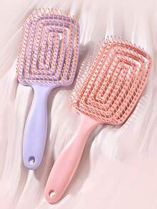 1pc Dual Use Hollow Comb, Suitable For Wet And Dry Hair - Gentle Massage Design, ABS Plastic Handle, Fits All Hair Types, Reduces Tangles And Frizz, Improves Scalp Health, Ideal Gift, Household Essential, Daily Use, Convenient For Travel - Multicolor - View 11