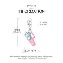 1 Stück silberfarbener eleganter Rosa emaillierter Sommer Wassertassen Sport Strohhalm Anhänger Charm passend für original Snake Armband Halskette Perlen für DIY Schmuckherstellung Jahrestags Geschenk für Frauen Liebhaber