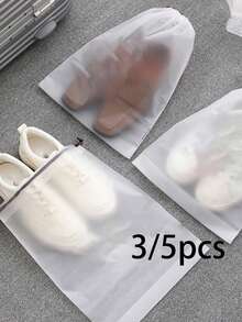 5 Stücke Kordelzugbeutel, transparente mattierte Kunststoff Haushaltsunterwäsche, Reiseschuhe, Aufbewahrungskleidung, Kleidung, Verpackungstaschen, Lagertaschen für Make-up, Lippenstift, Kosmetikaufbewahrungstaschen. Tragbare Mehrzweck-Aufbehaltstaschen