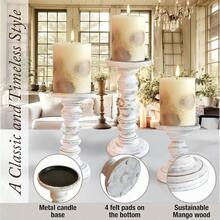 GTWood Candle Holders For Pillar Candles Set Of 3 Tall Large Rustic Pillar Candlestick Stands Fits Both 4 Inch And 3 Inch Wide Pillar Candles Modern Farmhouse Decor (Antique White) - AntiqueWhite - View 6