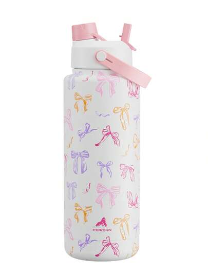 40 oz Insulated Water Bottle with 2-in-1 Straw and Spout Lid, Keep Cold 24H, Leak-Proof, Fits in Car Cup Holder, Stainless Steel Water Bottle for Sports, Travel, and School (Ribbon Whimsy)
