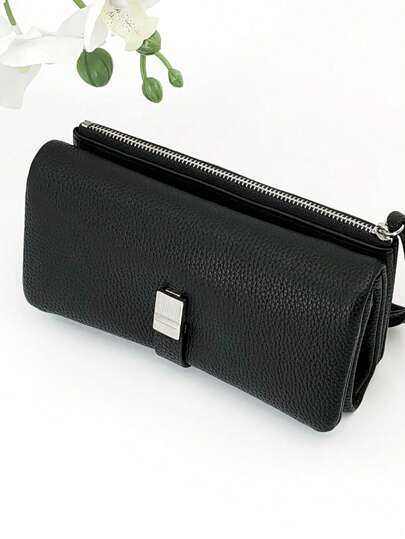 MINGYOU محفظة نسائية من الجلد الناعم ذات سعة كبيرة، محفظة هاتف متعددة الوظائف والطبقات من الجلد الناعم باللون الأسود مع إبزيم، محفظة متميزة للبطاقات والعملات، ناعمة وخفيفة الوزن، مناسبة للحفلات والمواعيد والهدايا العطلات