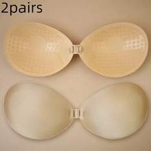 2 对隐形胸罩可重复使用无肩带前扣隐形乳贴女士露背无肩带胸罩无缝自粘硅胶乳头贴婚纱内衣