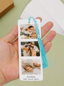 Set de 5 marcapáginas de papel personalizados con borlas y foto, recuerdo fotográfico personalizado, accesorio elegante para libros, adecuado como regalo de aniversario, Día de la Madre, Día del Padre, San Valentín, regalo exclusivo personalizado para papá, mamá, familia, amigos, esposa, esposo, niño, novio, novia, multifuncional, ornamental, reutilizable, moderno, colorido, lindo, vintage, de dibujos animados, Kawaii, personalizado, único, personalizado, trabajadores, clientes, estudiantes, para negocios/trabajo/oficina, para la escuela, útiles escolares, vuelta al cole