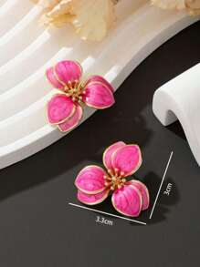 1 par de brincos de pino com design floral em formato de gota de óleo, estilo resort, fofos e adoráveis, para mulheres, perfeitos para encontros