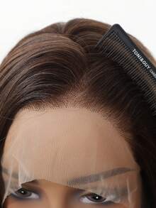 13x4 High Definition Transparent Lace Front Wig - 30 Inch Synthetic Heat Resistant Fiber Long Straight Brown Hair Wig, Comfortable & Breathable - Suitable For Daily Wear, Parties, Creating Elegant Feminine Looks (Due To Differences In Individual Display Devices And Variations Between Natural And Indoor Lighting, There Might Be A Slight Color Variation Between The Picture And The Physical Item.) - Brown Ombre - View 8