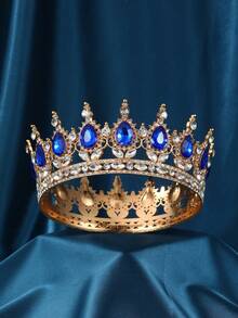 Vintage Tiaras And Crowns Women Diadem Pageant Hair Ornament Colorful Round Decor Royal - Multicolor - View 20