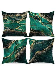 4pcs Couch Throw Pillow Covers Emerald And Green Decorative Pillow Covers Farmhouse Square Soft Pillow Covers For Home Decor Living Room Couch Sofa Bedroom Car Pillowcases